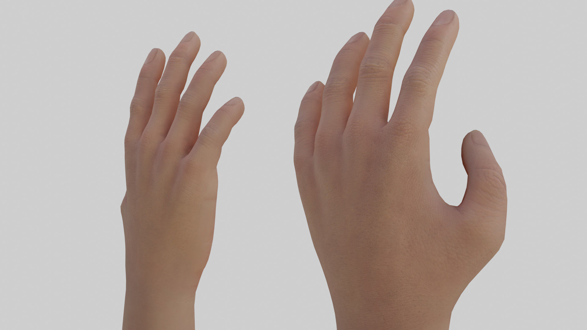 Rigged Hand With PBR Materials and Multiple Skins Low-poly 3D model_6