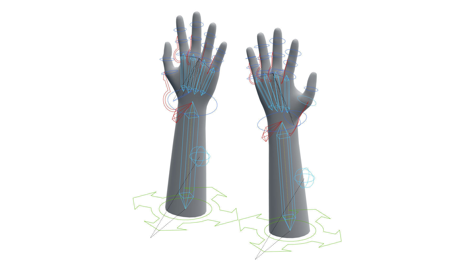 Rigged Hand With PBR Materials and Multiple Skins Low-poly 3D model_19