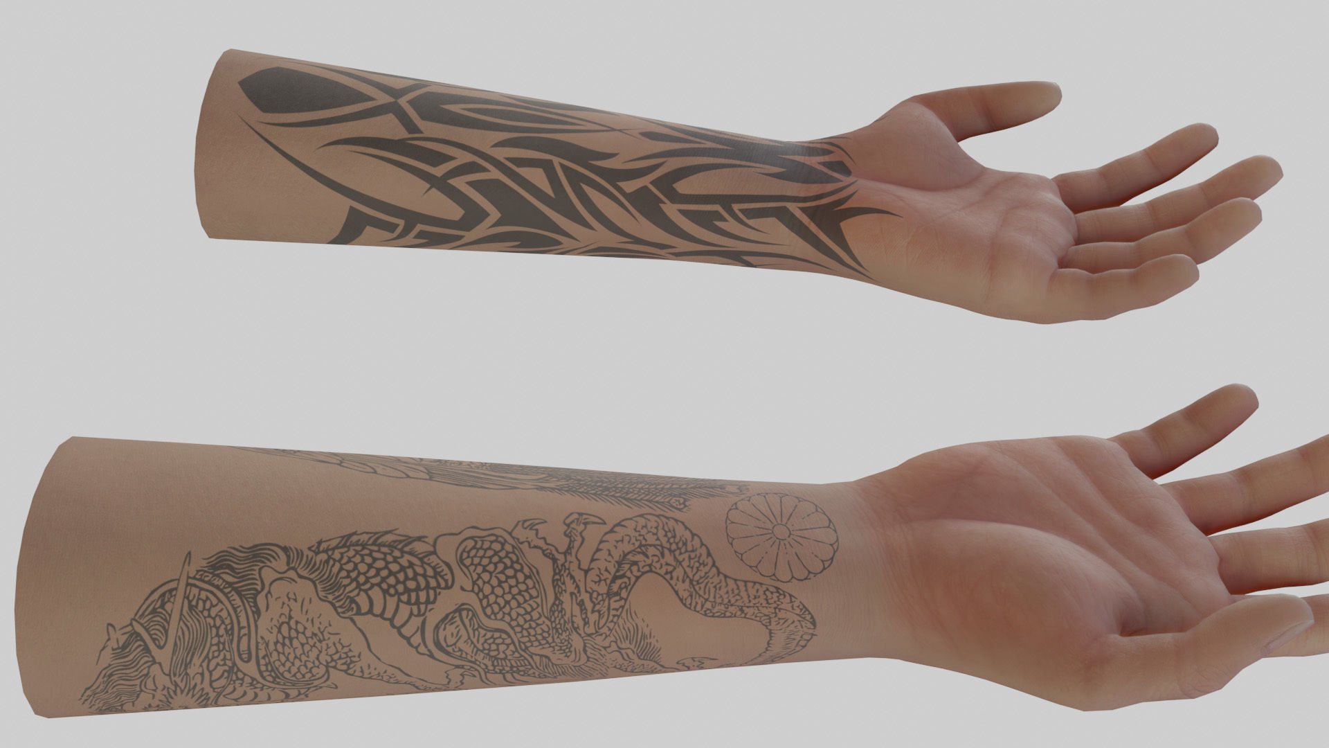 Rigged Hand With PBR Materials and Multiple Skins Low-poly 3D model_15