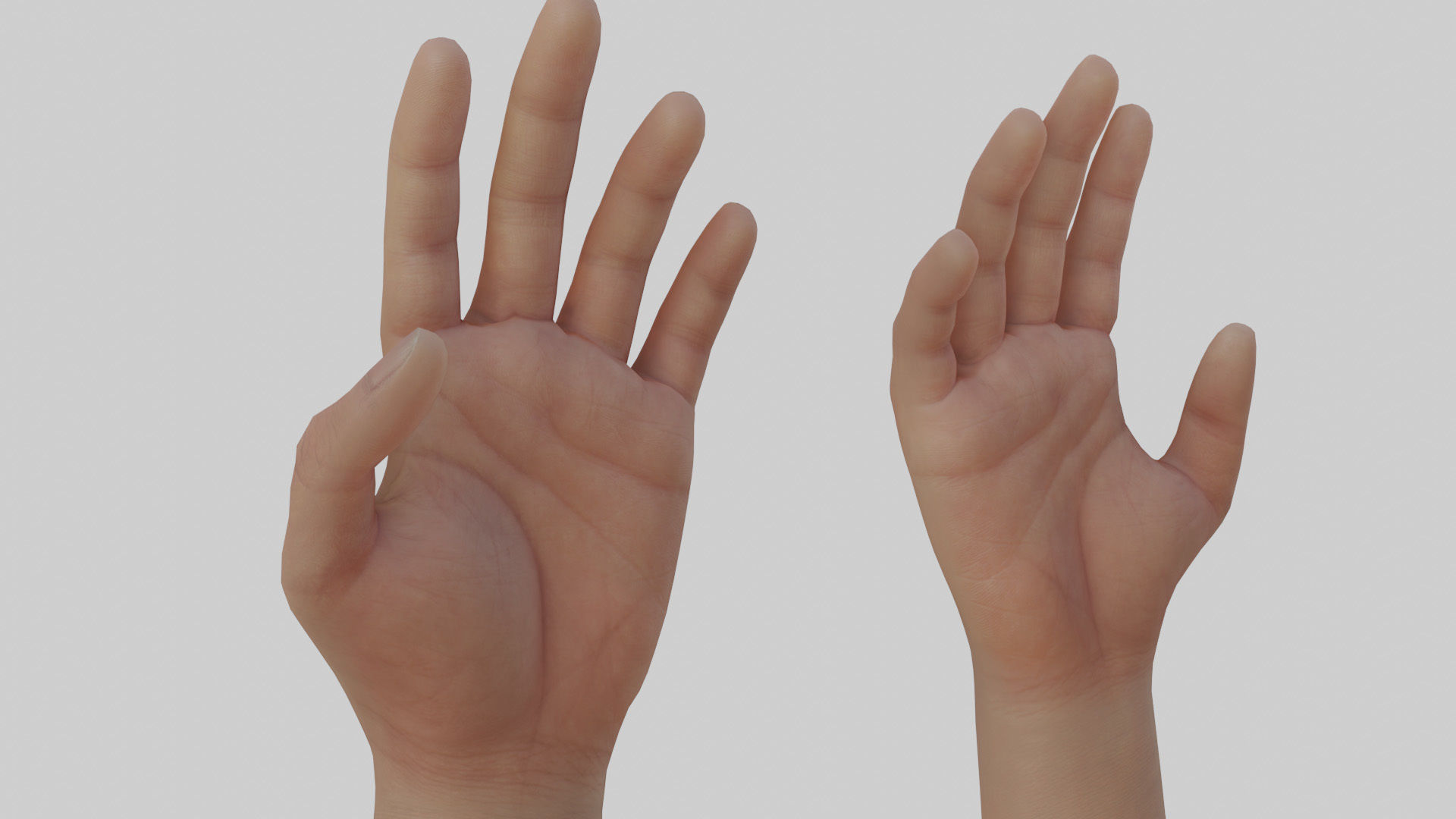 Rigged Hand With PBR Materials and Multiple Skins Low-poly 3D model_5