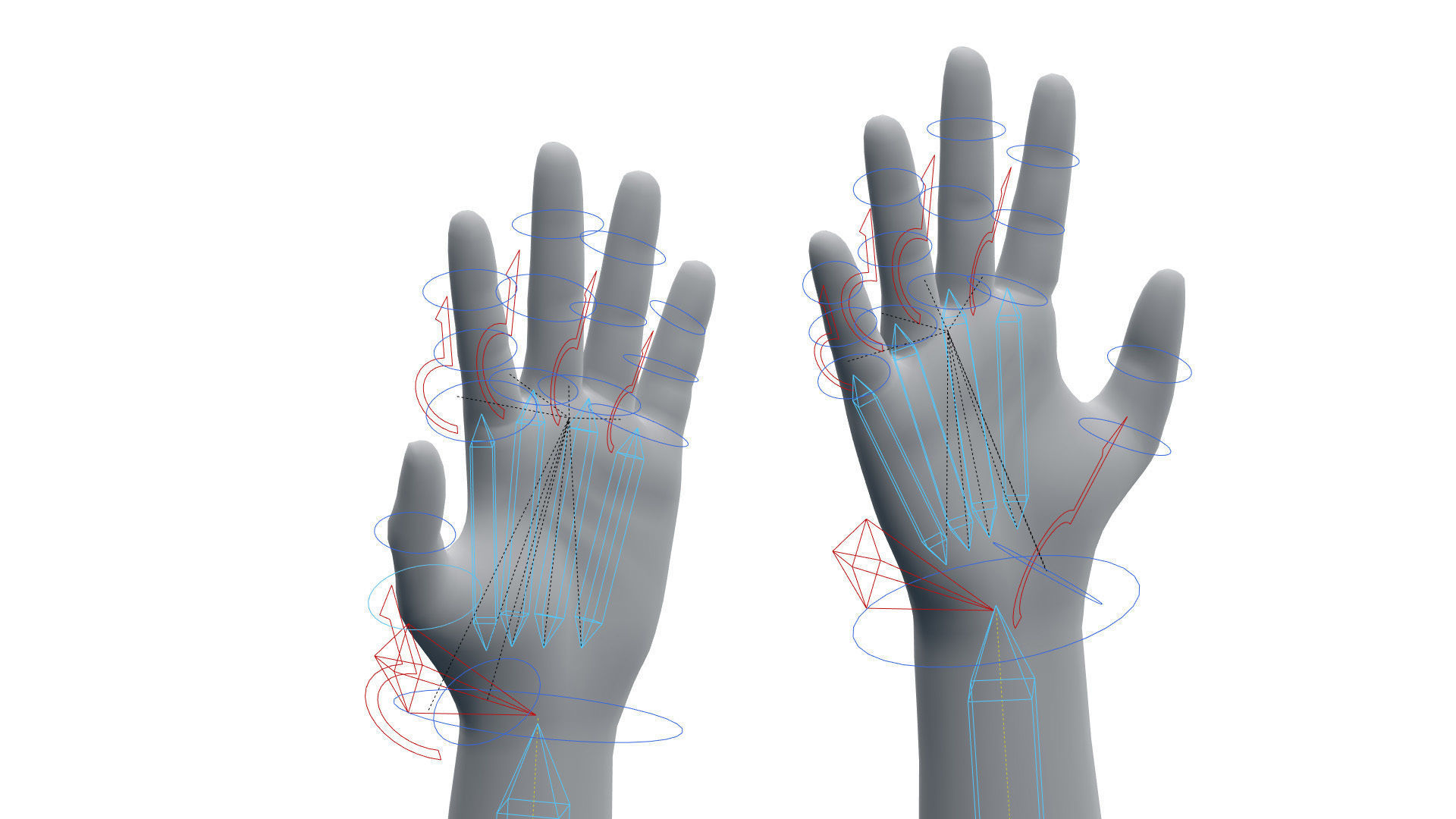 Rigged Hand With PBR Materials and Multiple Skins Low-poly 3D model_20