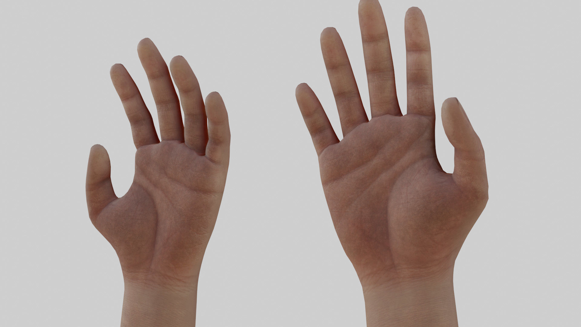 Rigged Hand With PBR Materials and Multiple Skins Low-poly 3D model_7