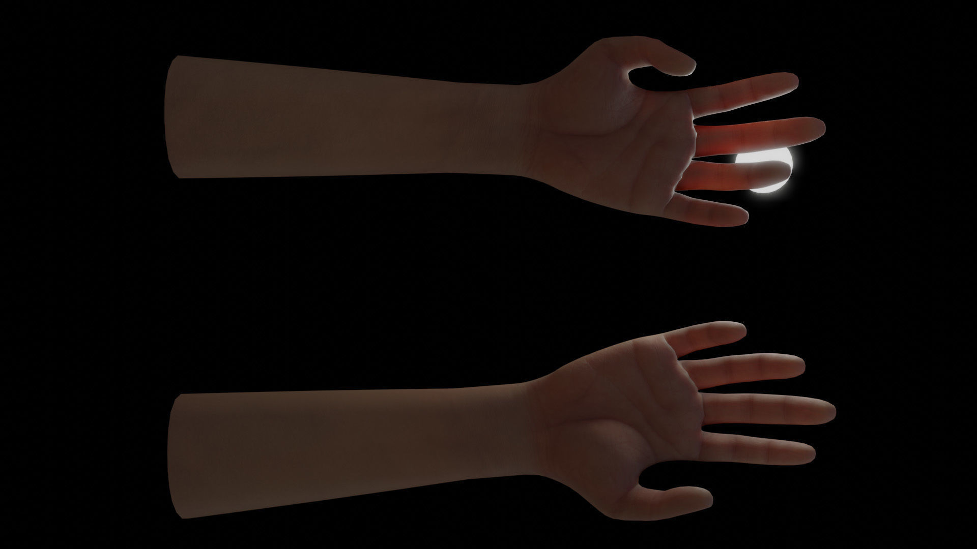 Rigged Hand With PBR Materials and Multiple Skins Low-poly 3D model_2