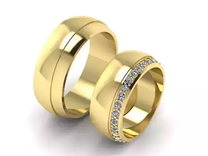 OBR-1 gold wedding bands with diamonds