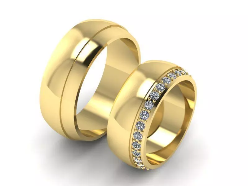 OBR-1 gold wedding bands with diamonds 3D print model_0