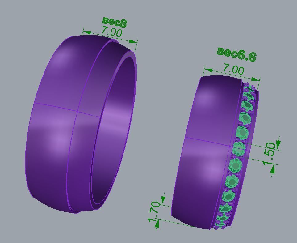 OBR-1 gold wedding bands with diamonds 3D print model_1