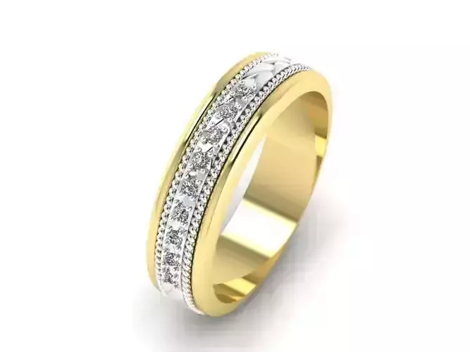 OBR-2 gold wedding band with diamonds