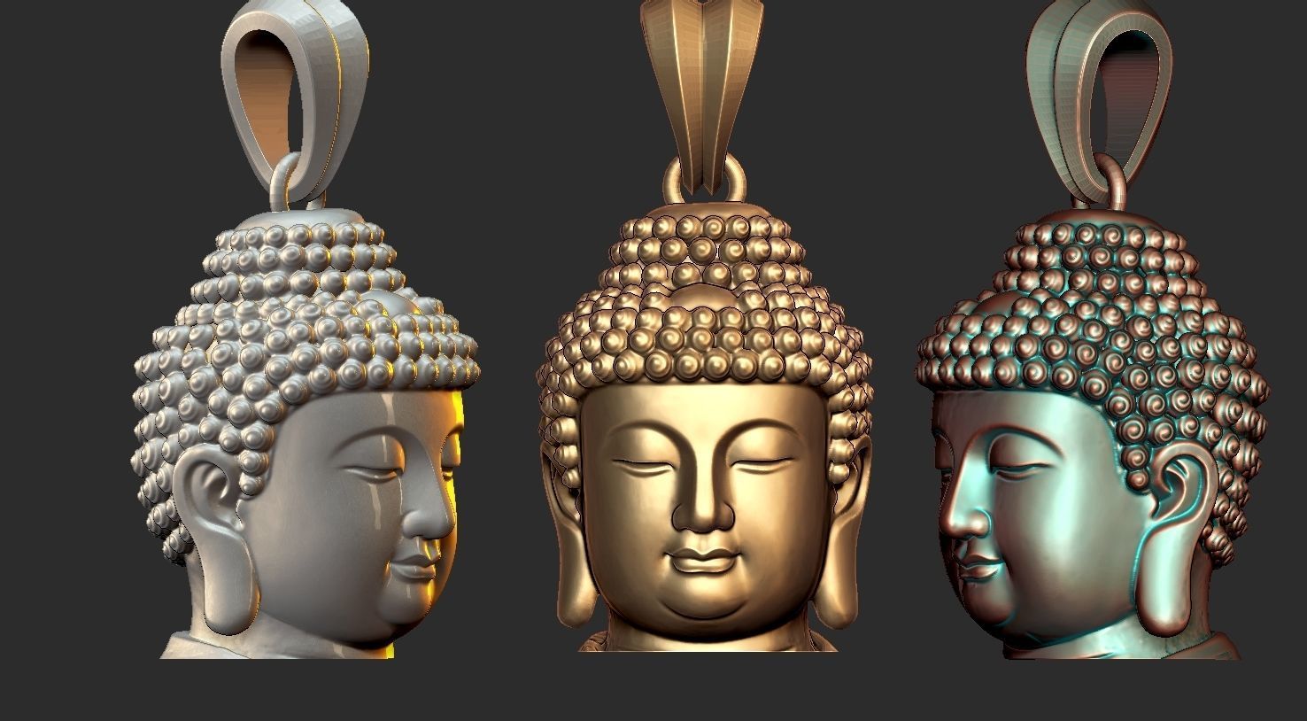  Buddha  Face Pendant Ready For 3D Print  3D print model_5