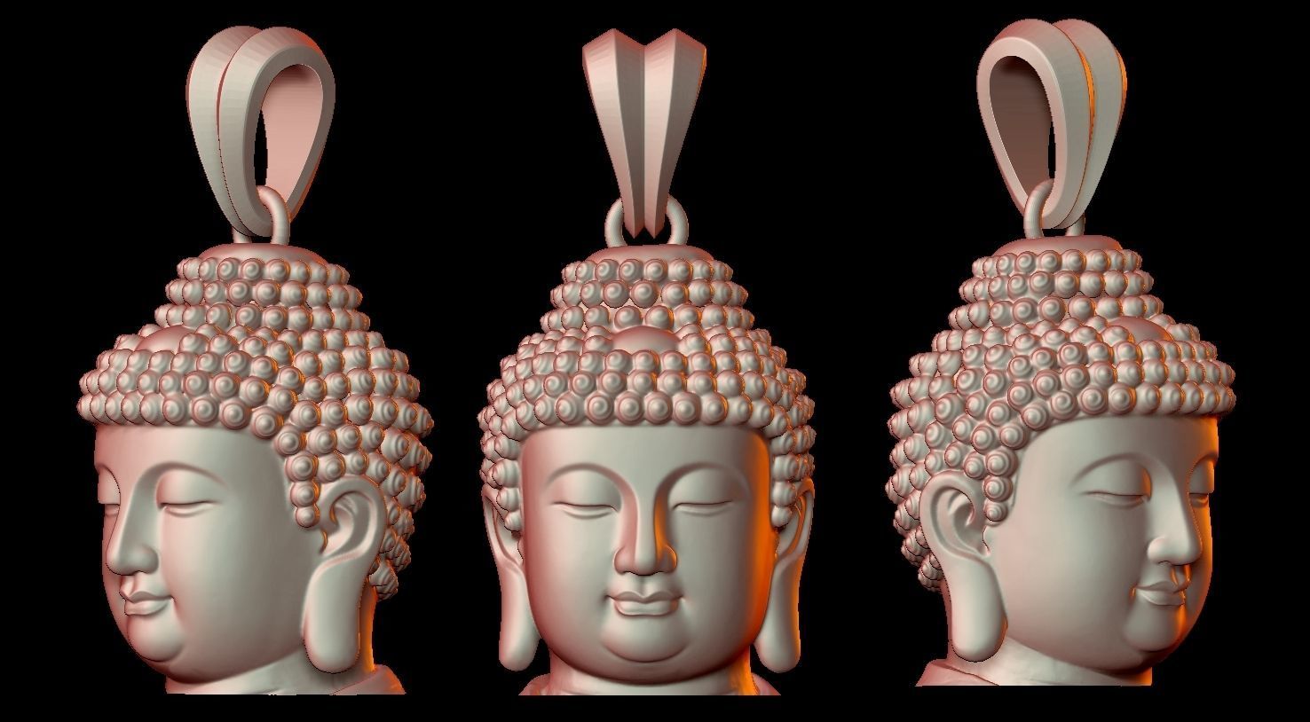  Buddha  Face Pendant Ready For 3D Print  3D print model_4