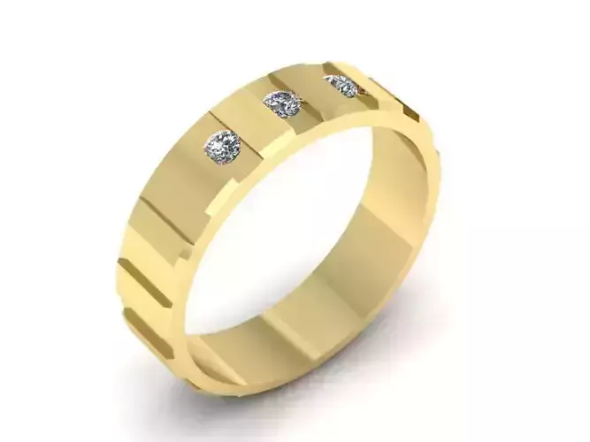 OBR-3 gold wedding band with diamonds