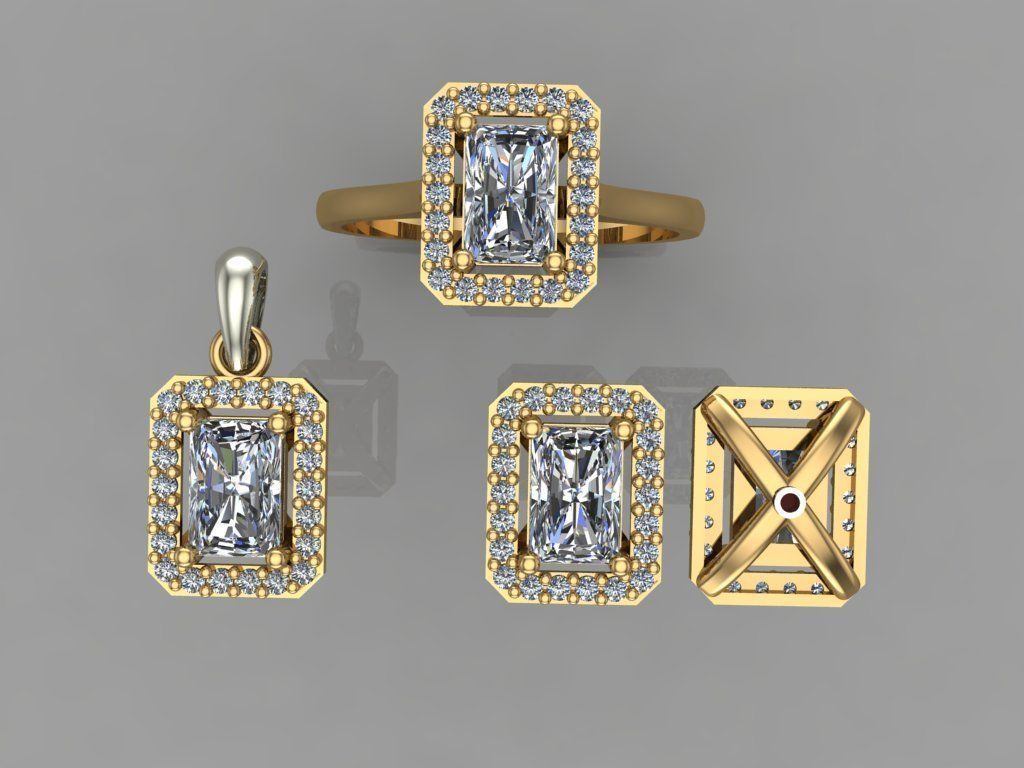 GC GOLD M0077- Diamond gold set  3D print model_2