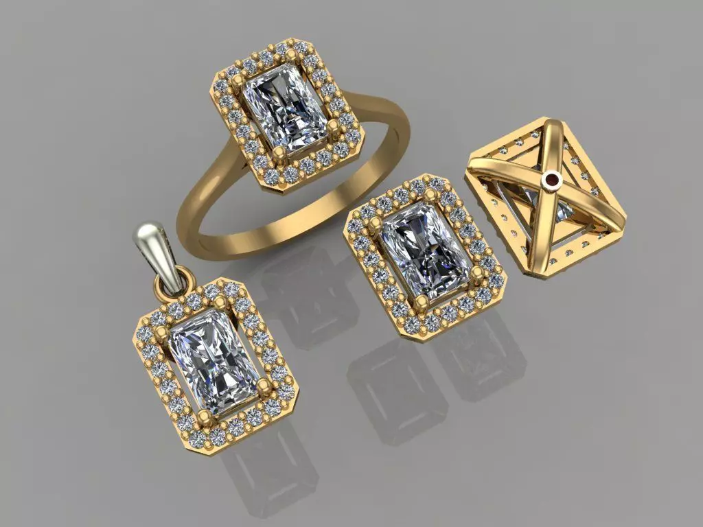 GC GOLD M0077- Diamond gold set  3D print model_0