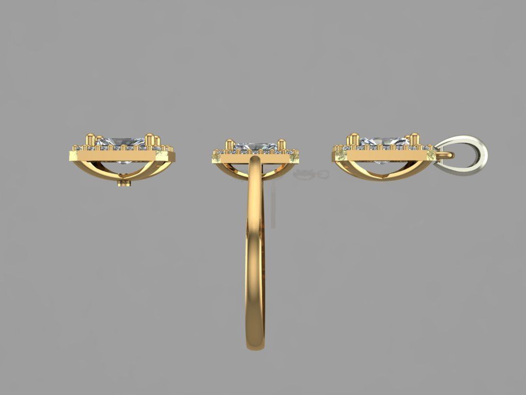 GC GOLD M0077- Diamond gold set  3D print model_4