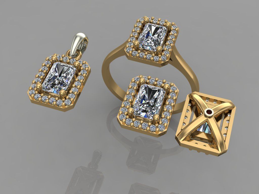 GC GOLD M0077- Diamond gold set  3D print model_1