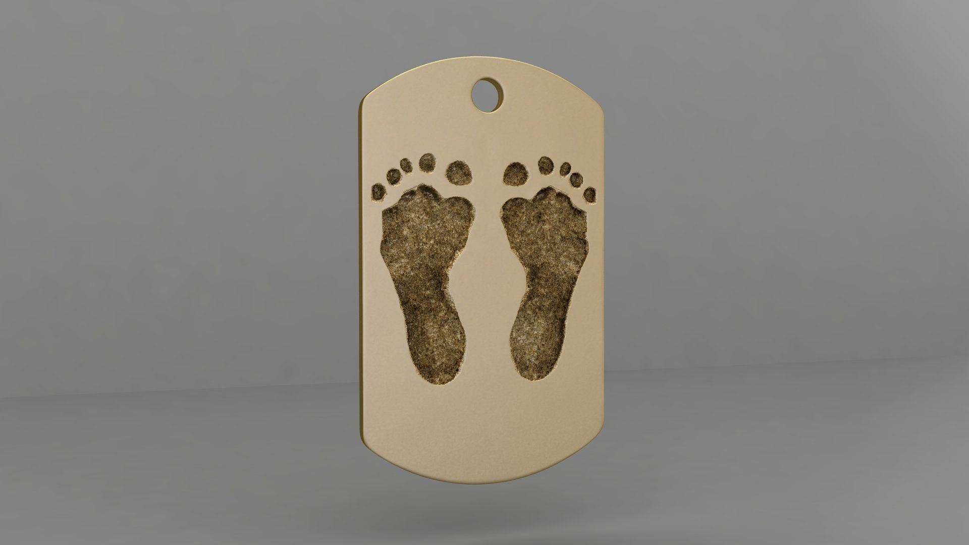 Footprint Pendant Tag 3D print model_3