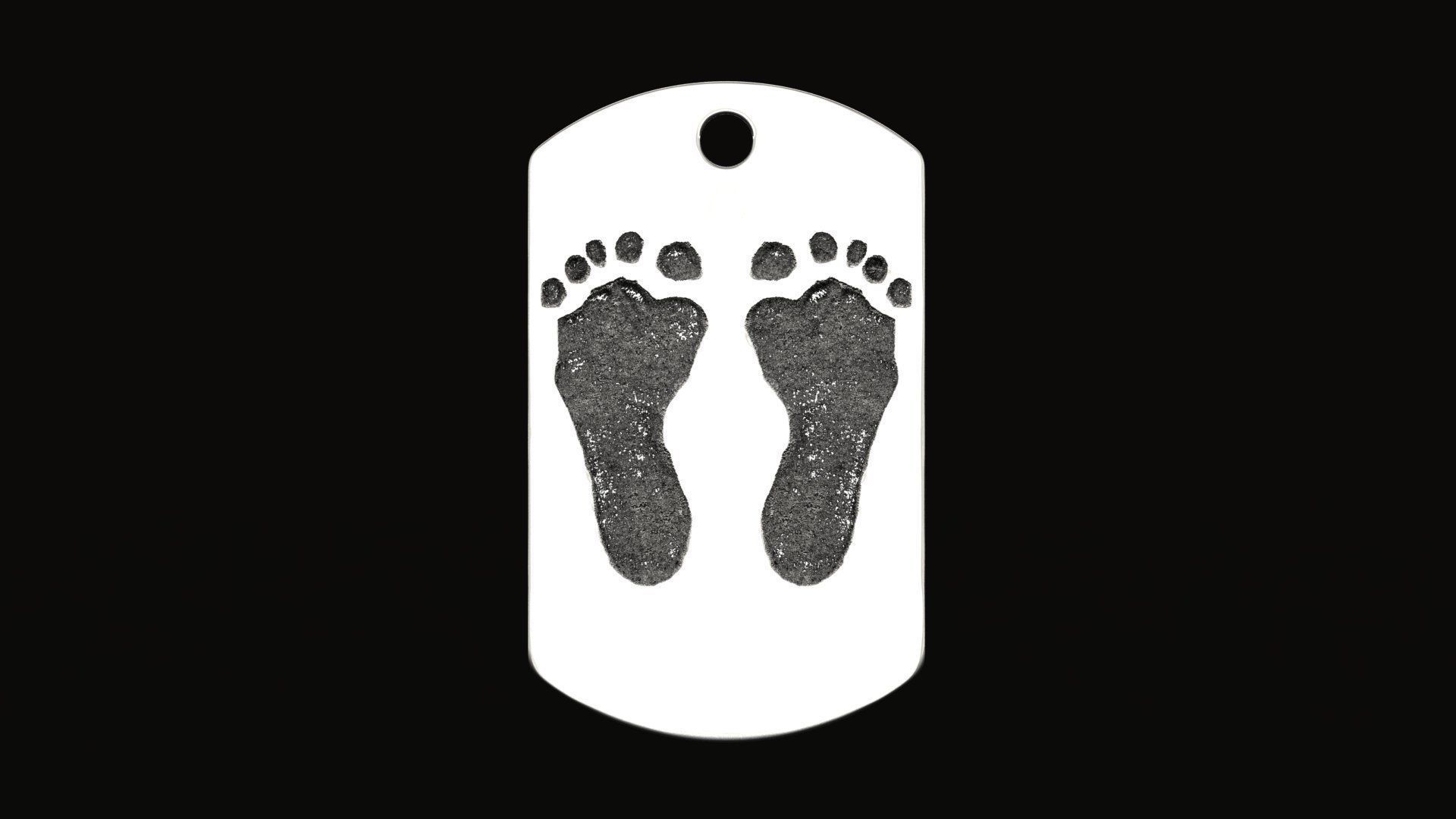 Footprint Pendant Tag 3D print model_6