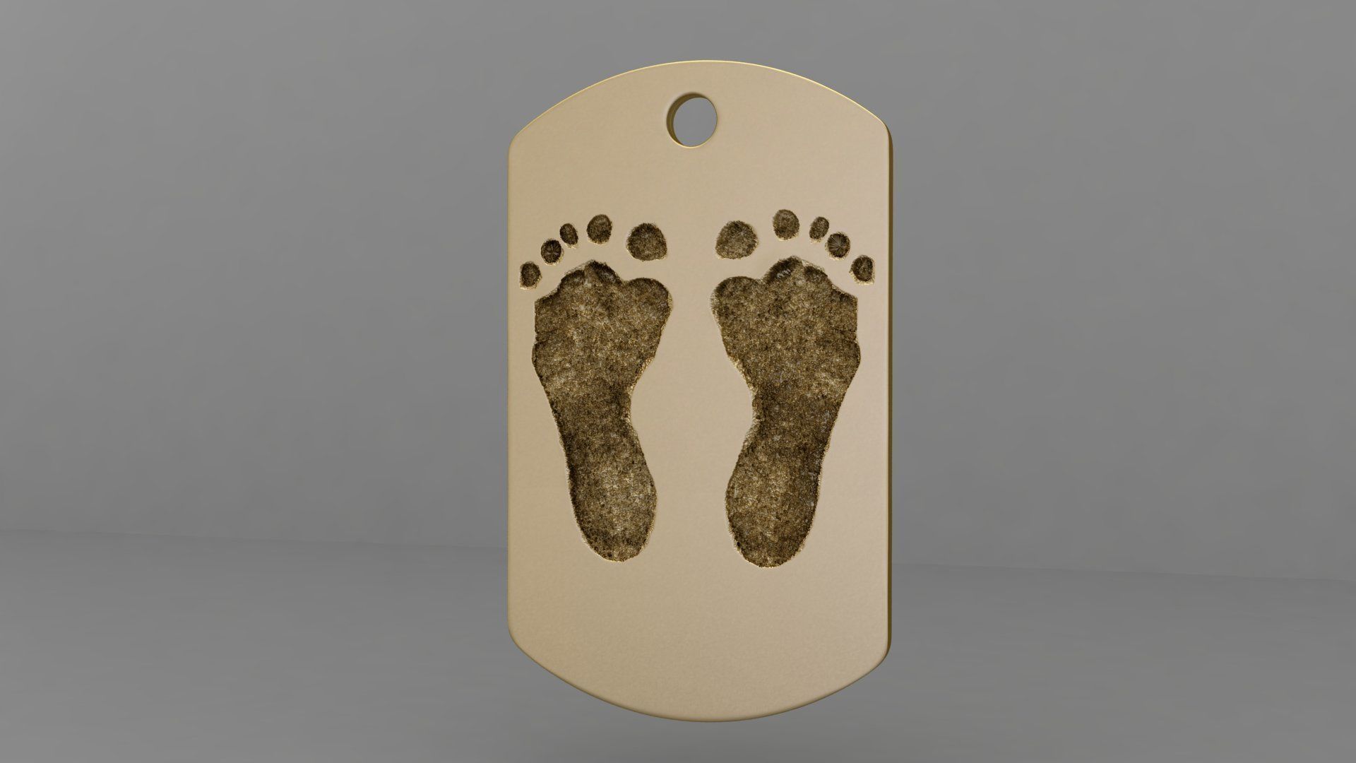 Footprint Pendant Tag 3D print model_4