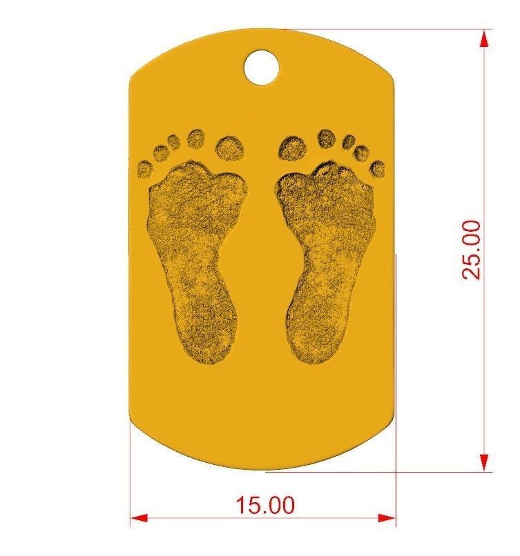 Footprint Pendant Tag 3D print model_7