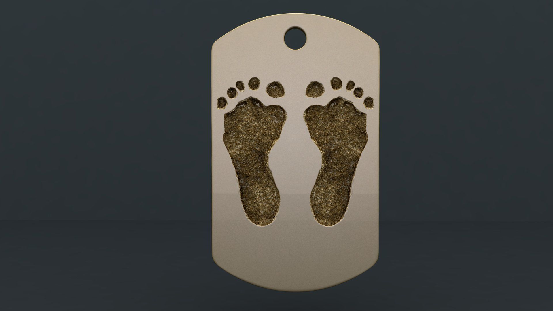 Footprint Pendant Tag 3D print model_5