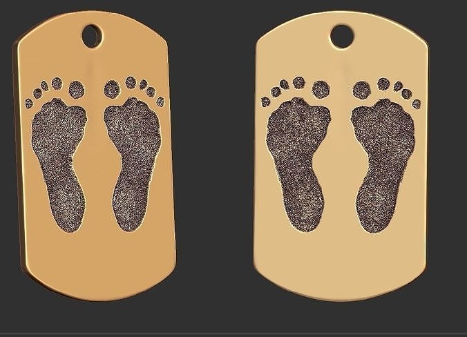 Footprint Pendant Tag 3D print model