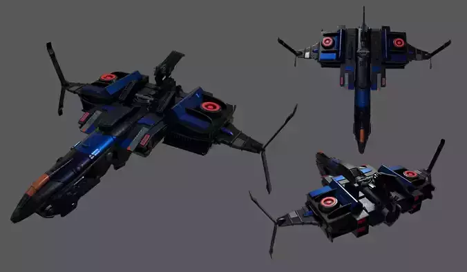 Spaceship transport Starship combat low poly space fantasy 