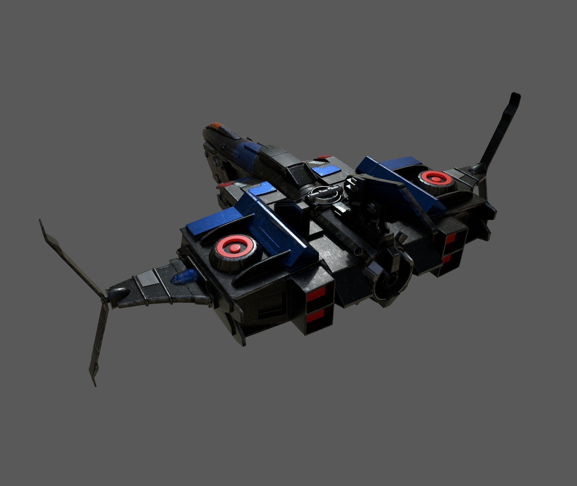 Spaceship transport Starship combat low poly space fantasy  Low-poly 3D model_2