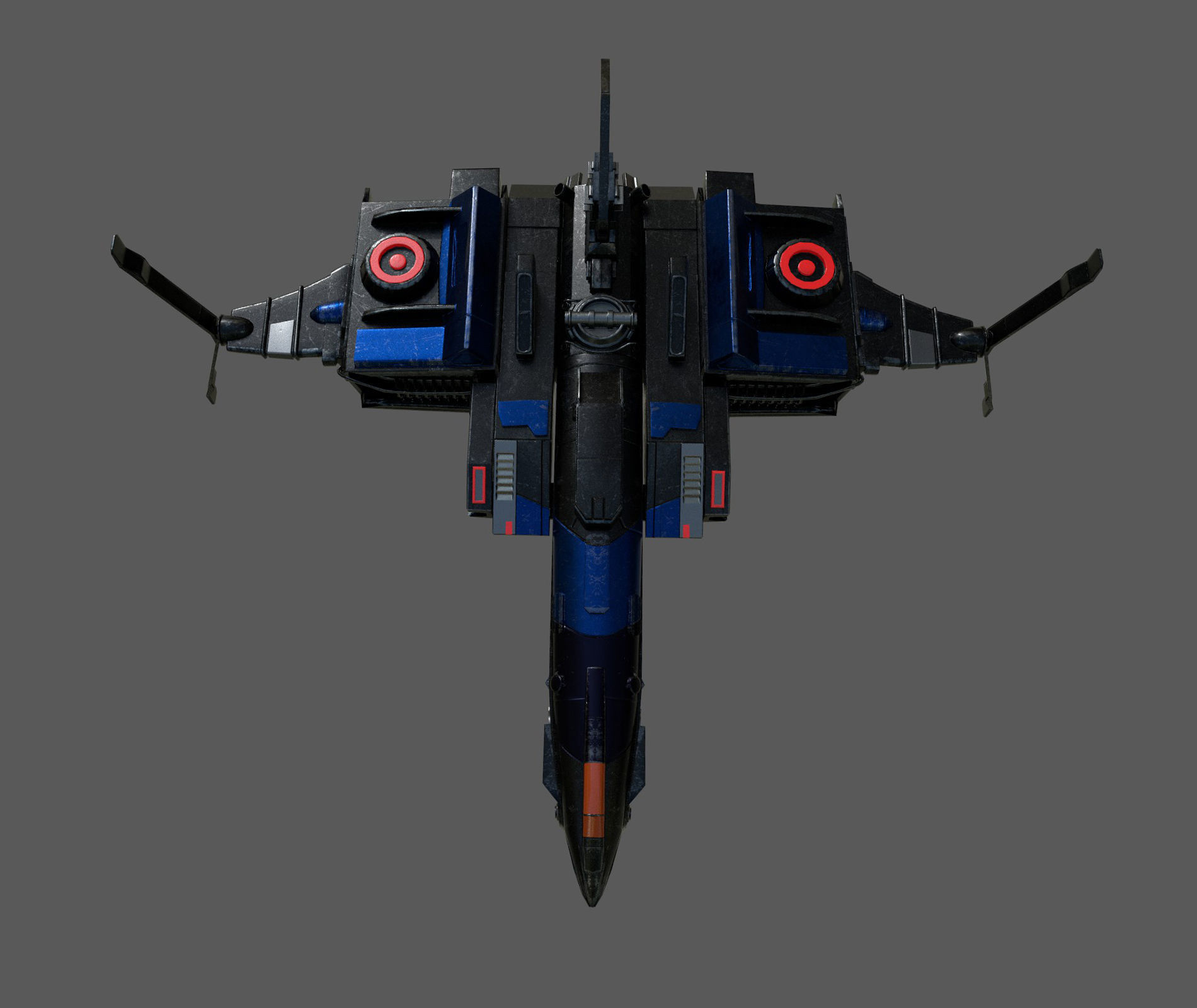 Spaceship transport Starship combat low poly space fantasy  Low-poly 3D model_3