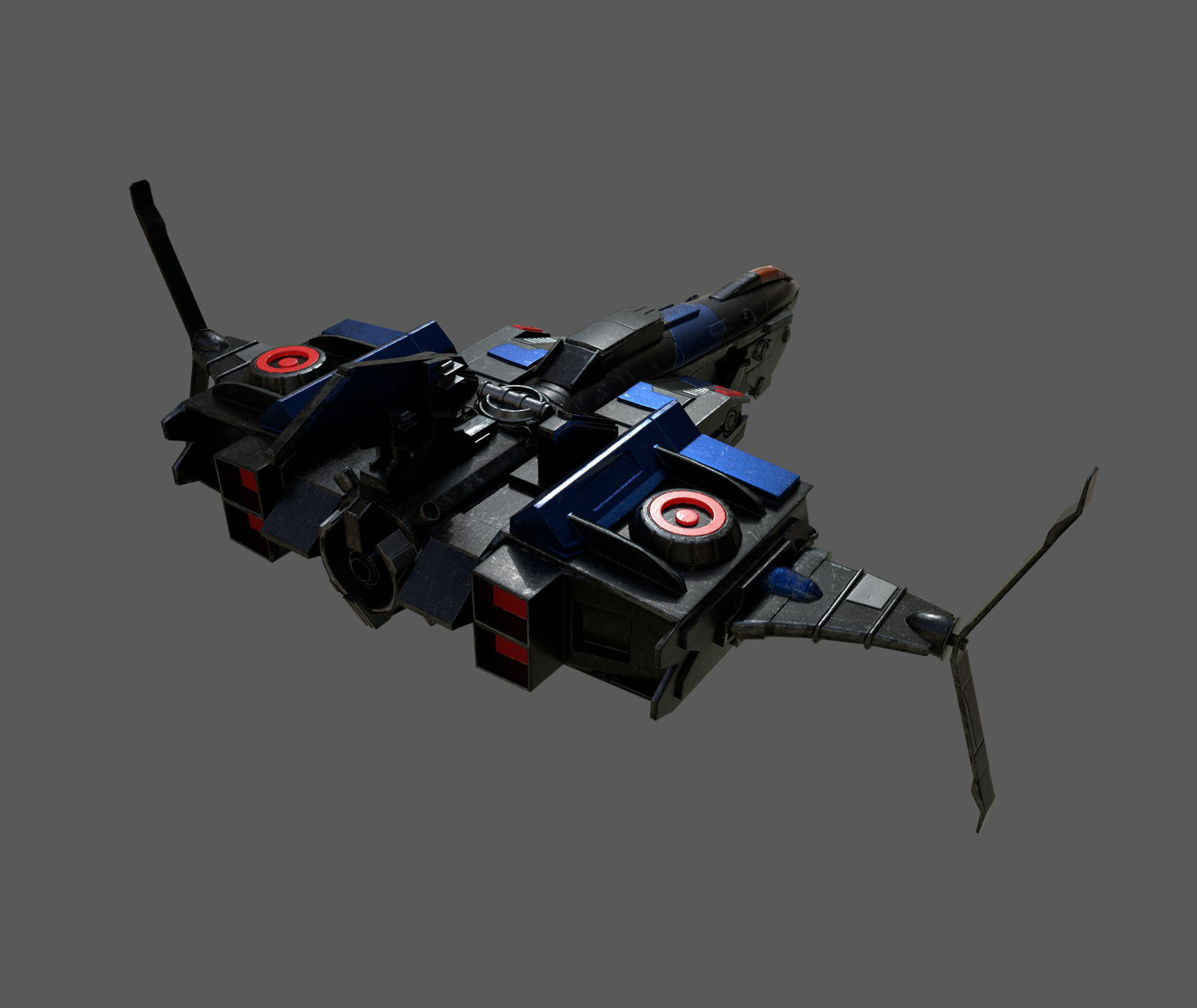 Spaceship transport Starship combat low poly space fantasy  Low-poly 3D model_4