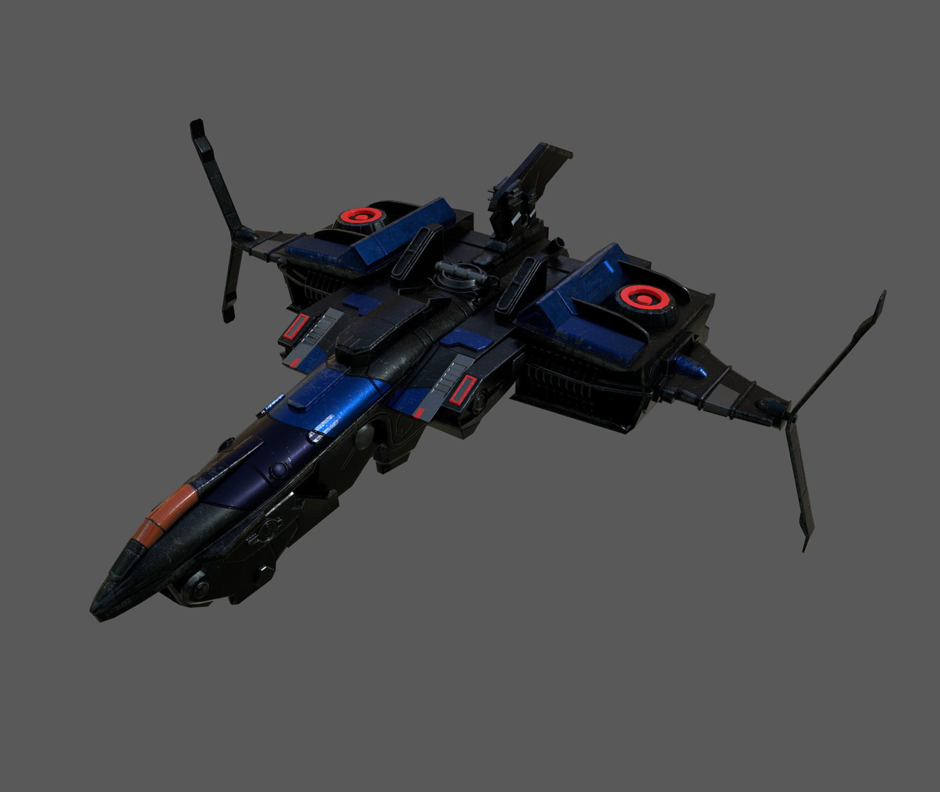 Spaceship transport Starship combat low poly space fantasy  Low-poly 3D model_5