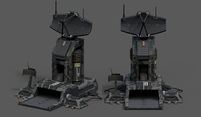 Scifi base building exterior skyscraper sci fi station  Low-poly 3D model