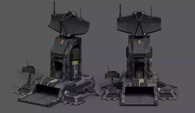 Scifi base building exterior skyscraper sci fi station Low-poly 3D model Scifi base building exterior skyscraper sci fi station Low-poly 3D model