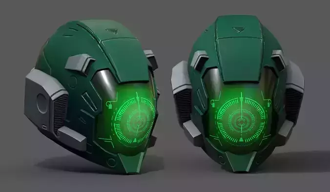 Helmet combat military Scifi fantasy space robot cyborg armor  Low-poly 3D model