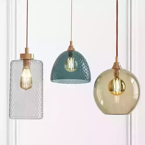 Colorful glass pendant lighting 3D model
