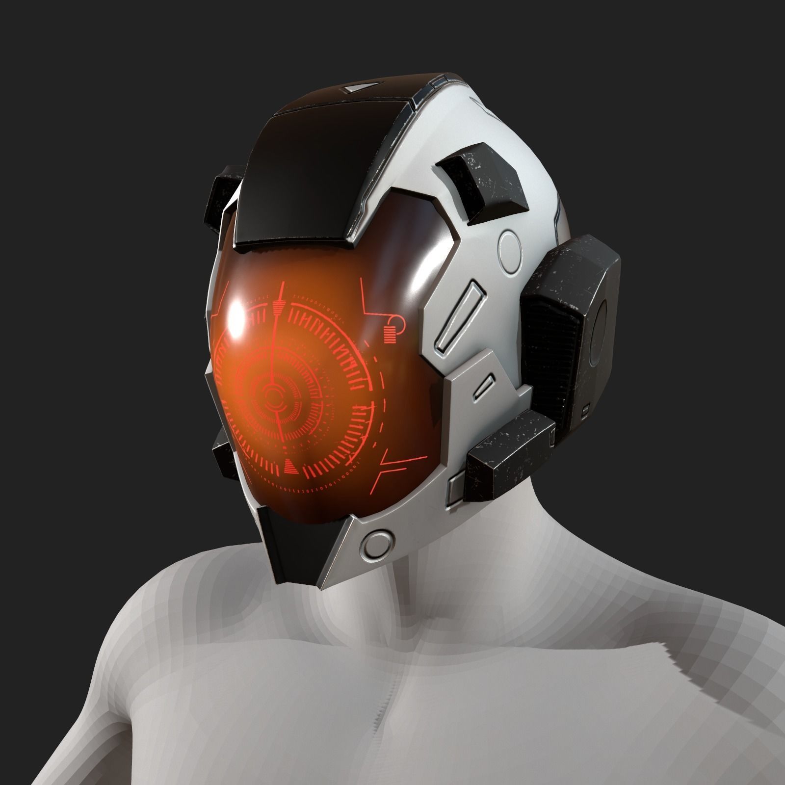 Helmet space cyborg robot military fantasy futuristic  Low-poly 3D model_8