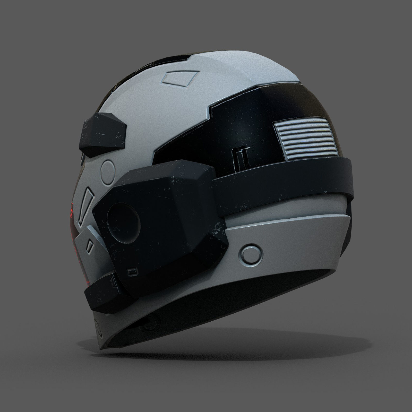 Helmet space cyborg robot military fantasy futuristic  Low-poly 3D model_5