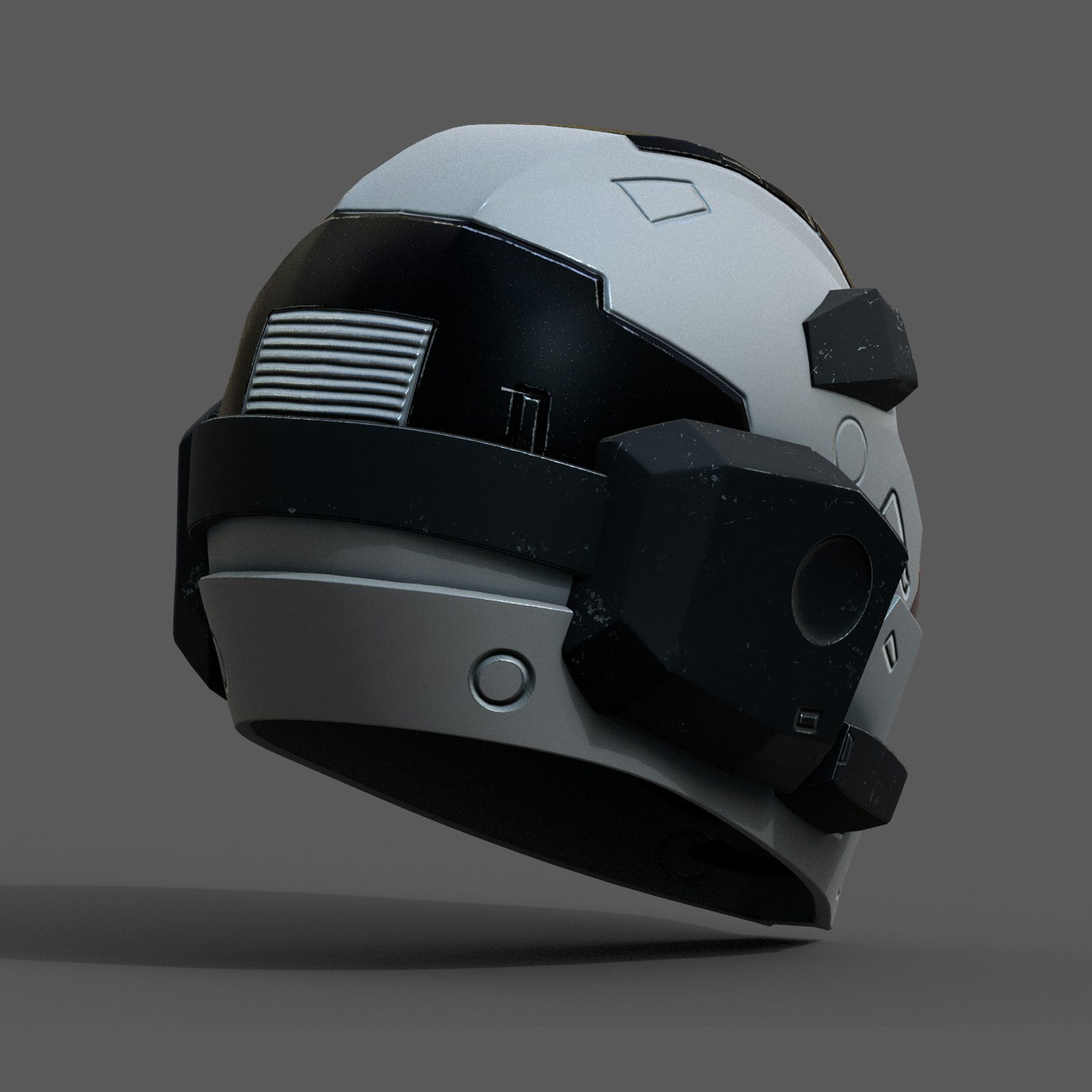 Helmet space cyborg robot military fantasy futuristic  Low-poly 3D model_6