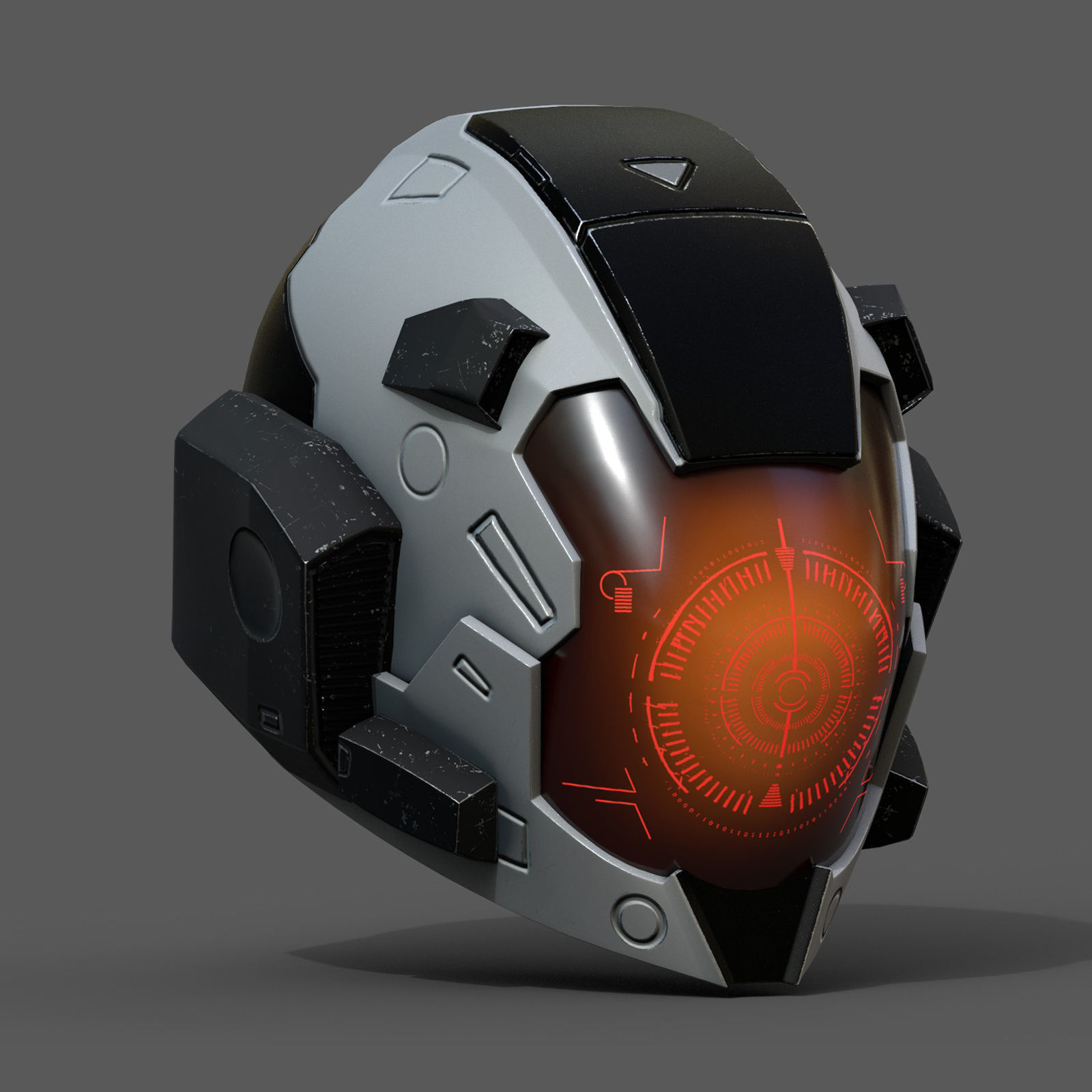 Helmet space cyborg robot military fantasy futuristic  Low-poly 3D model_3