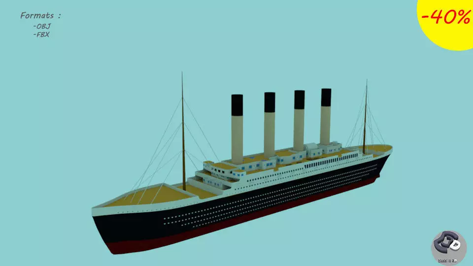Titanic Ship Low-poly 3D model_0