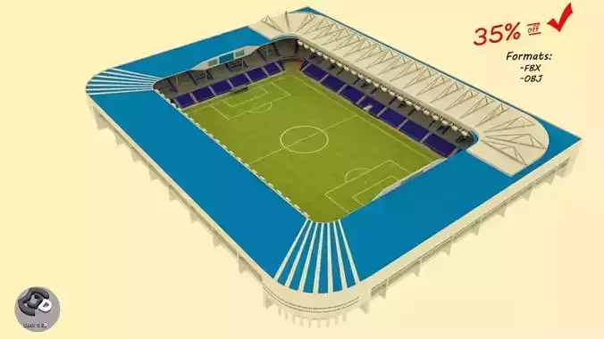 Mendizorroza Stadium Low-poly 3D model