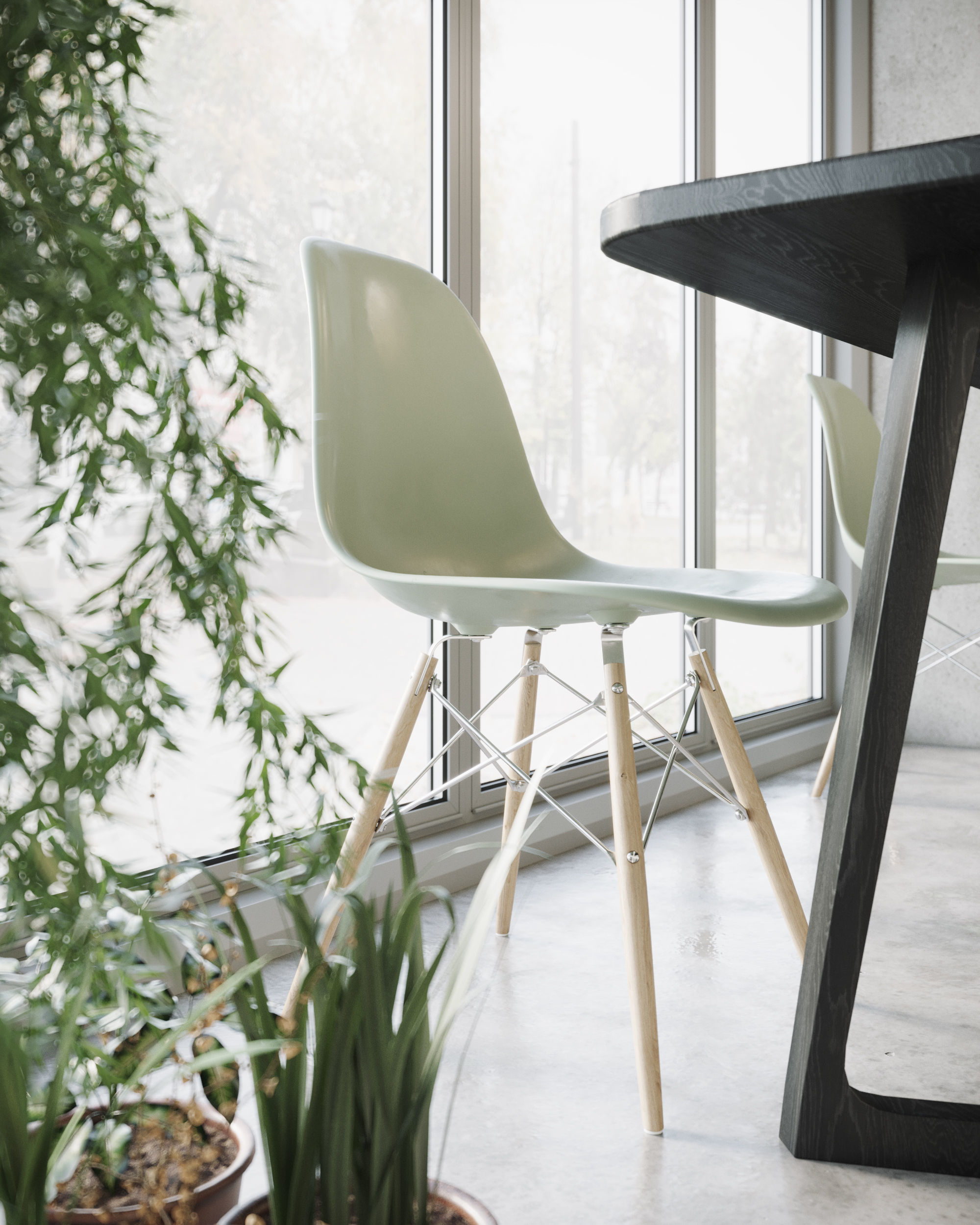 Dining modern room with table and chairs 3D model_1