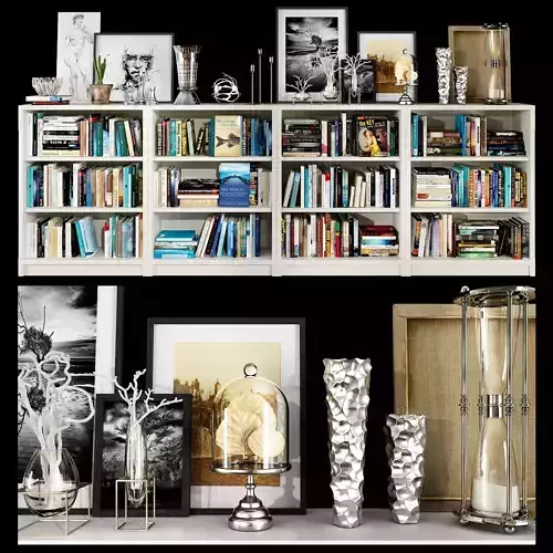 White bookshelf set