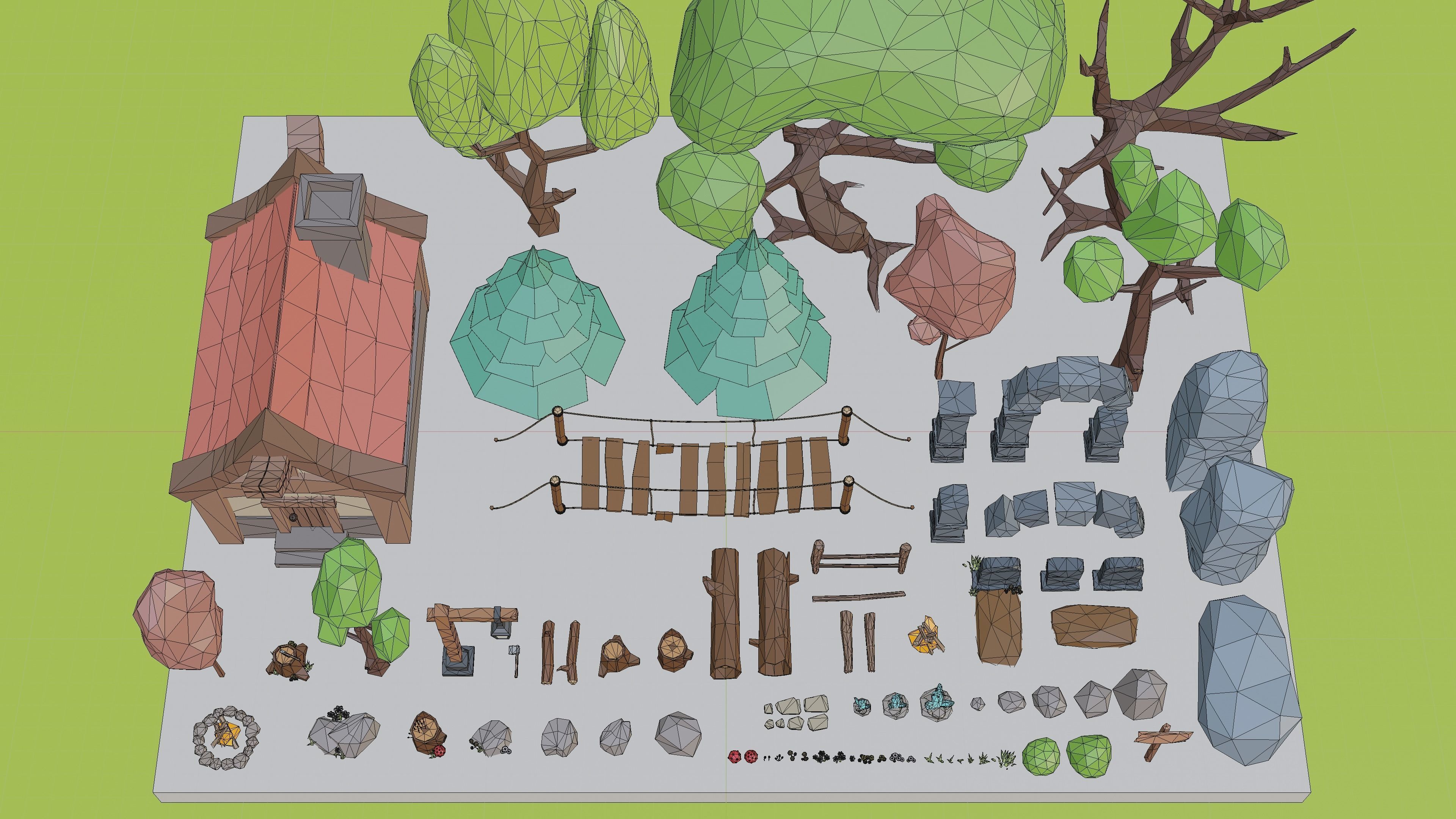 Low Poly Fantasy Forest Nature Pack - Cartoon Assets for Games Low-poly 3D model_11