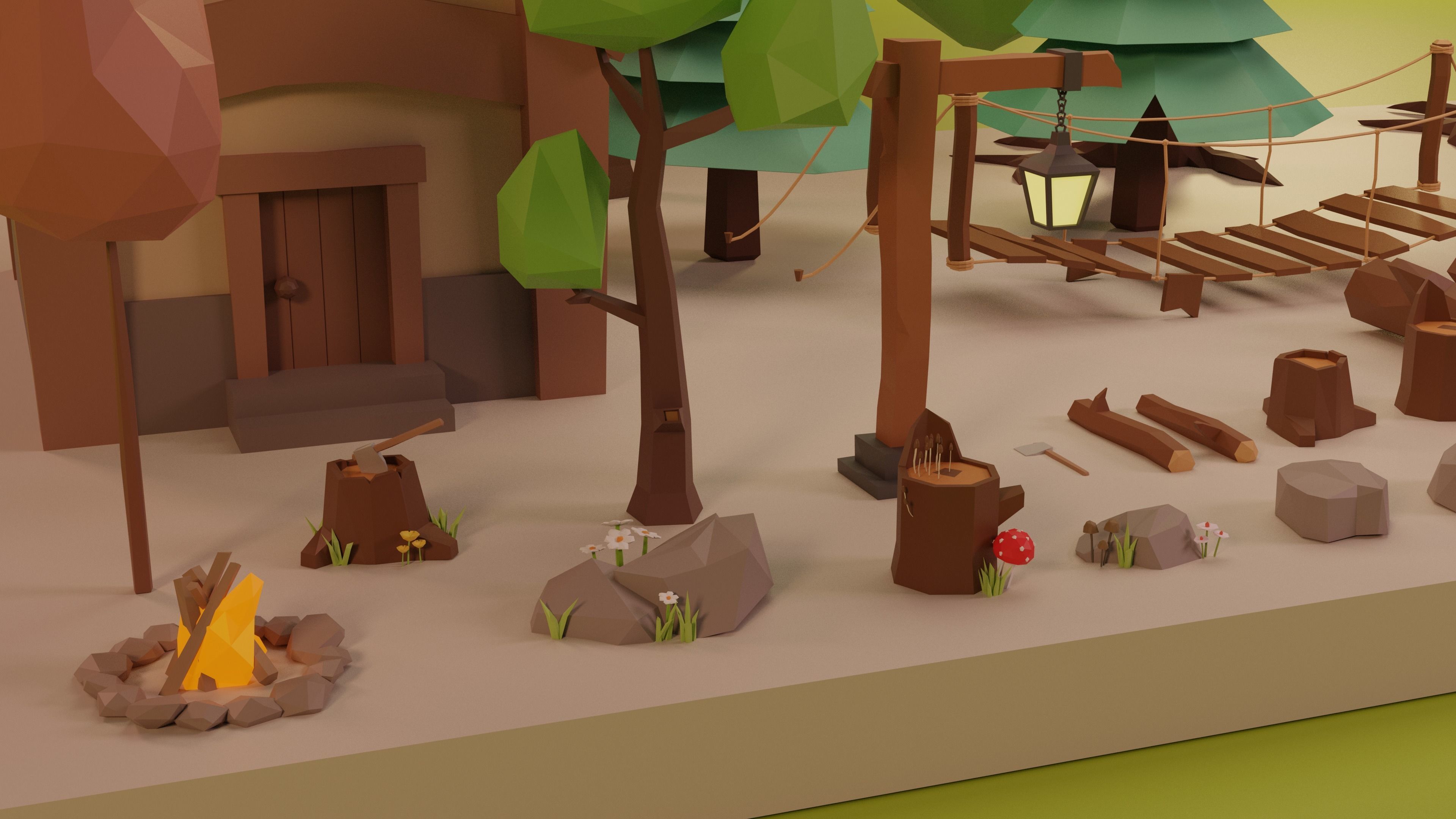 Low Poly Fantasy Forest Nature Pack - Cartoon Assets for Games Low-poly 3D model_4