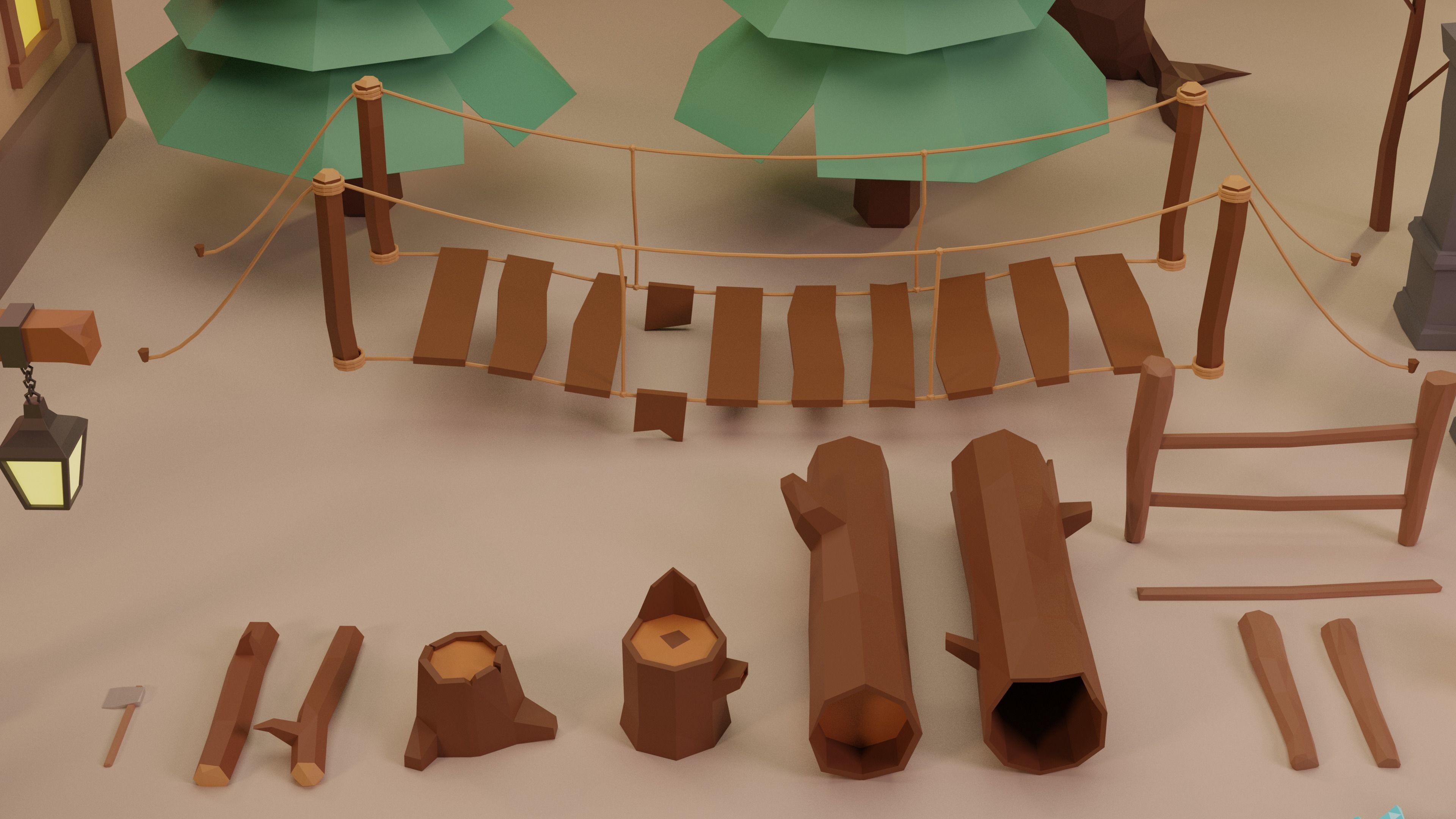 Low Poly Fantasy Forest Nature Pack - Cartoon Assets for Games Low-poly 3D model_6
