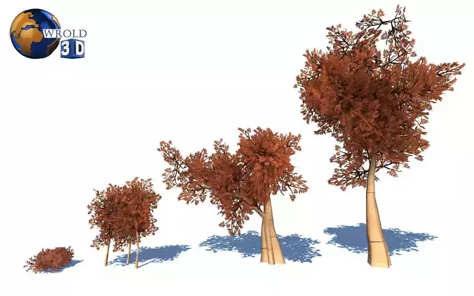 stylize color trees lowpoly 3d model