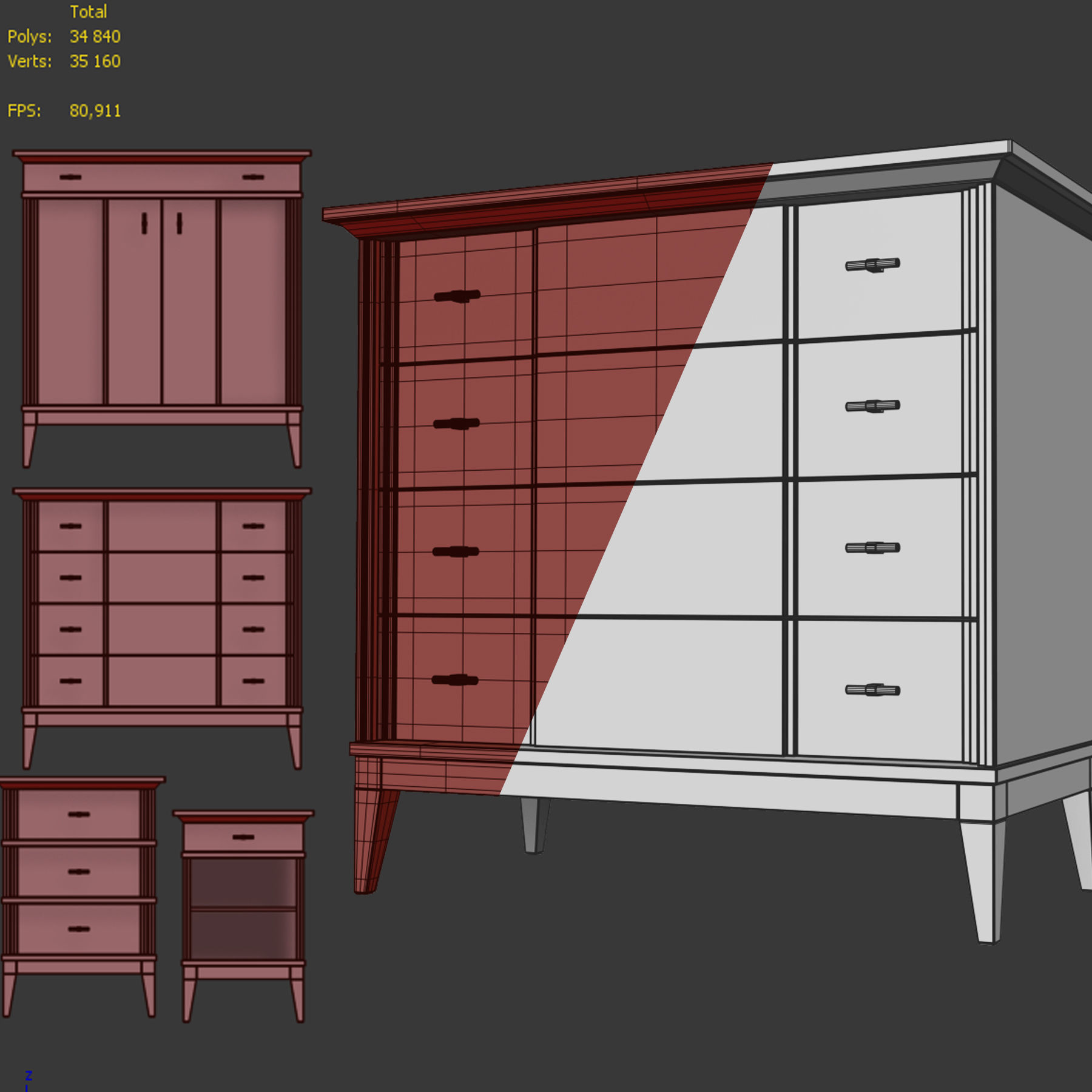 Manhattan Dresser nightstand by Wonderwood 3D model_6