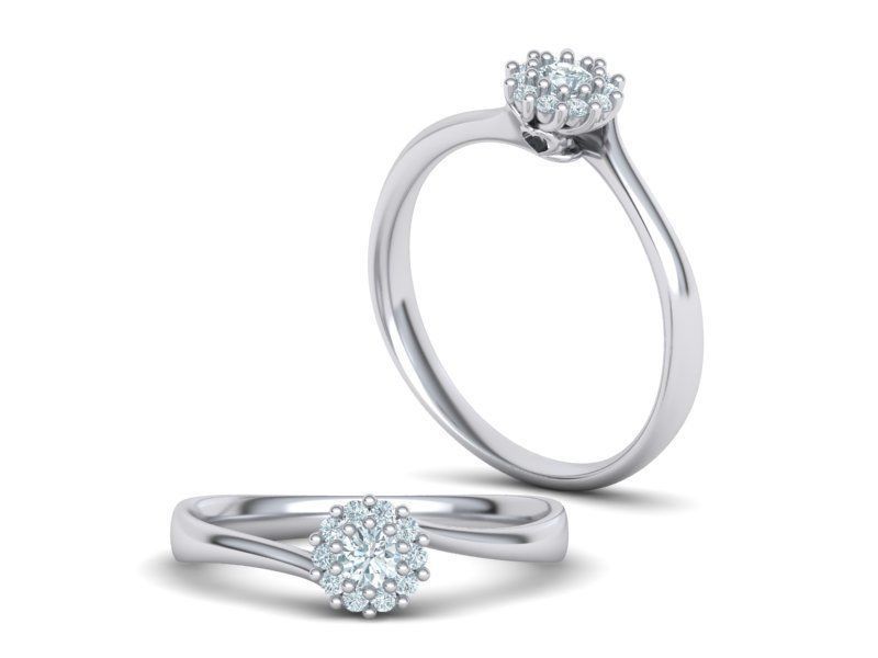 Engagement ring  Own design with 3mm centr stone 3D print model_7