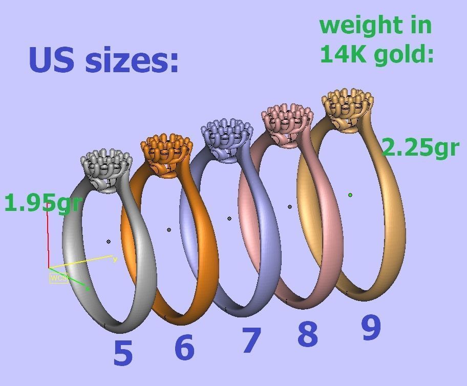 Engagement ring  Own design with 3mm centr stone 3D print model_5