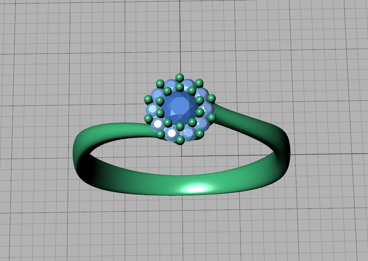Engagement ring  Own design with 3mm centr stone 3D print model_21