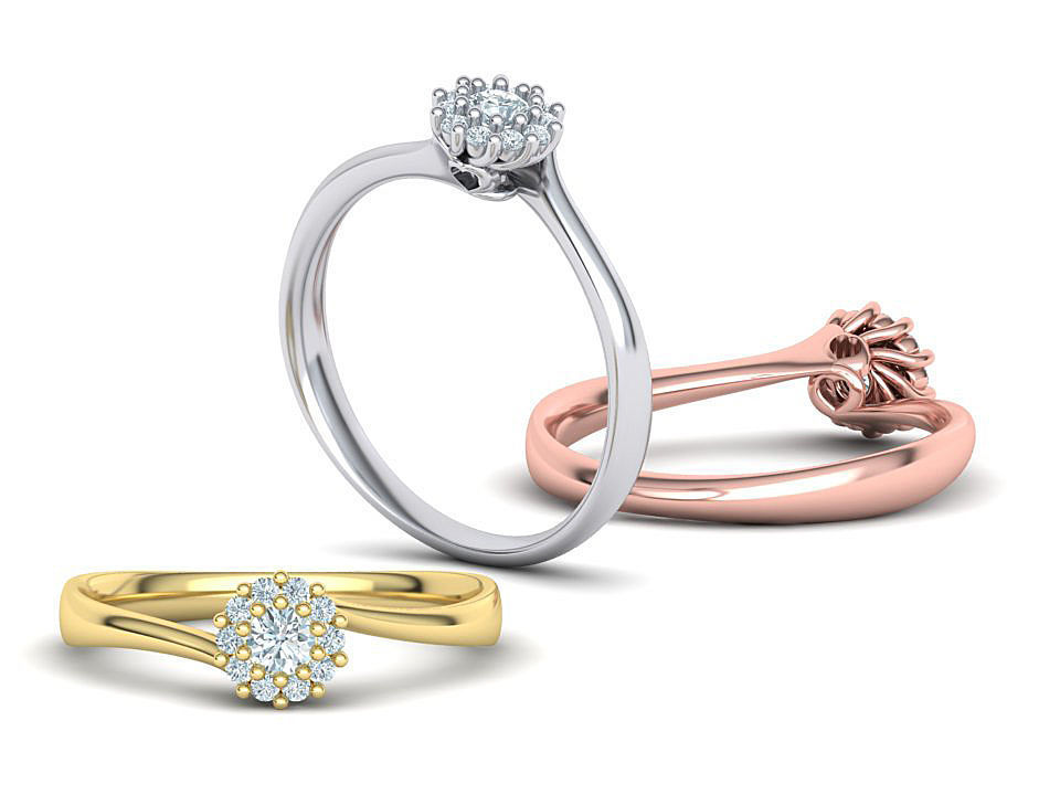 Engagement ring  Own design with 3mm centr stone 3D print model_1